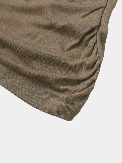 Bottom Crossover Knit Top - Tan