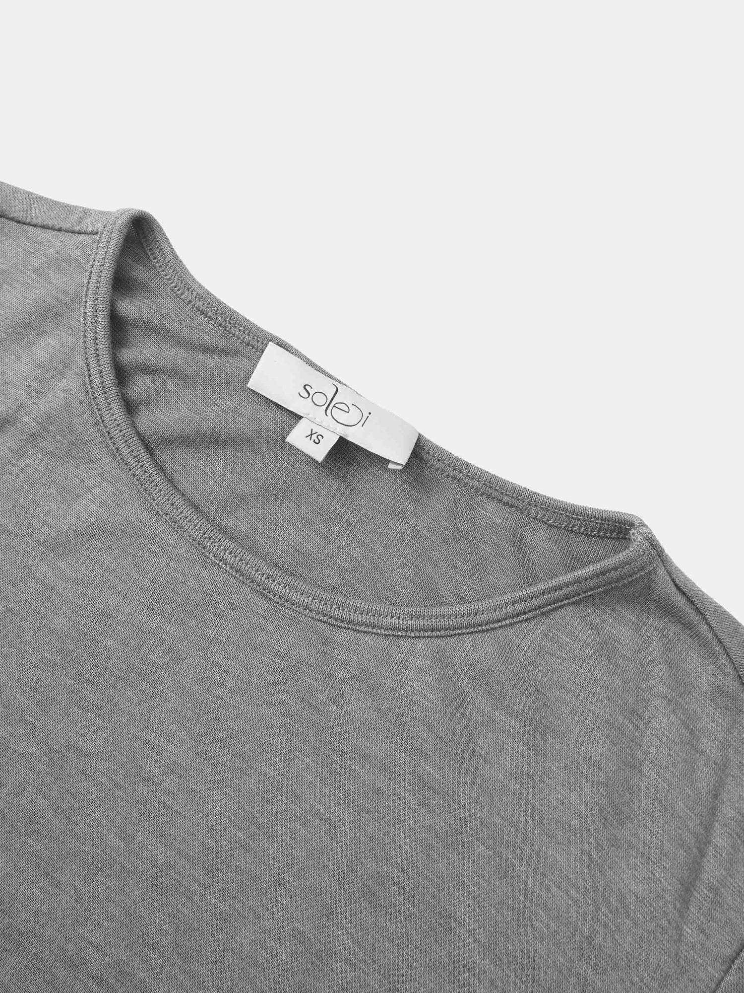 Bottom Crossover Knit Top - Grey