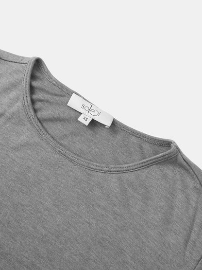 Bottom Crossover Knit Top - Grey