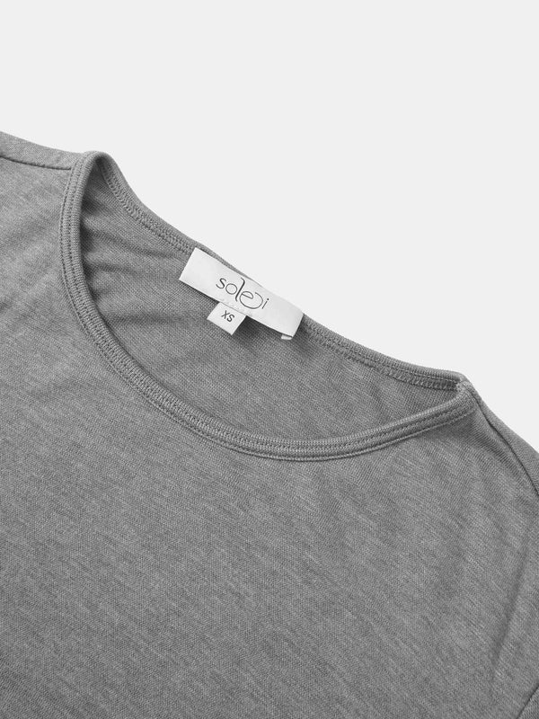 Bottom Crossover Knit Top - Grey