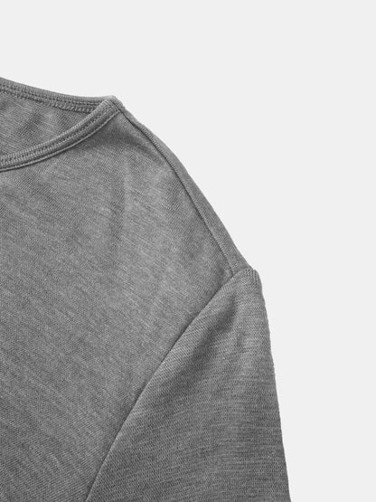 Bottom Crossover Knit Top - Grey