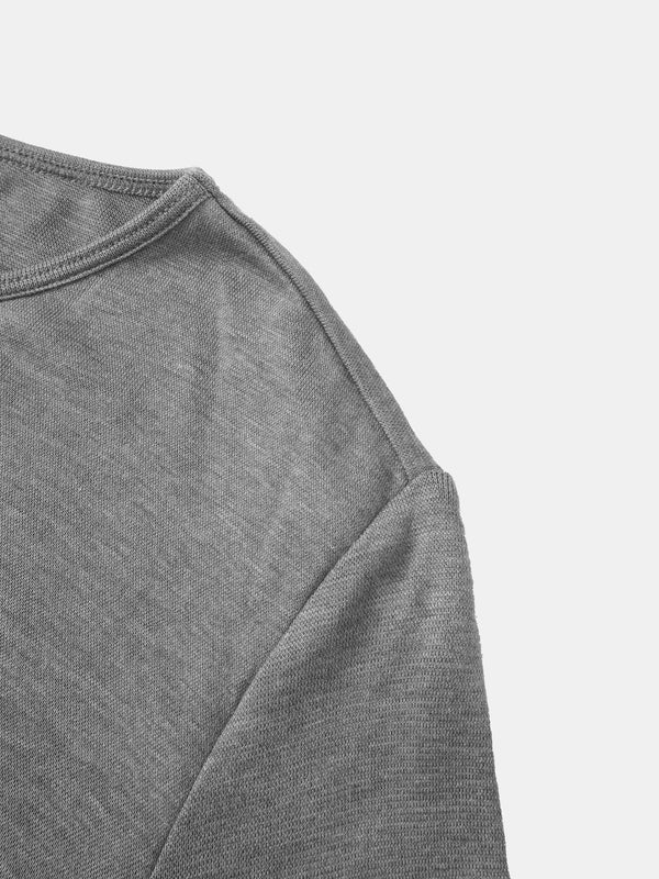 Bottom Crossover Knit Top - Grey