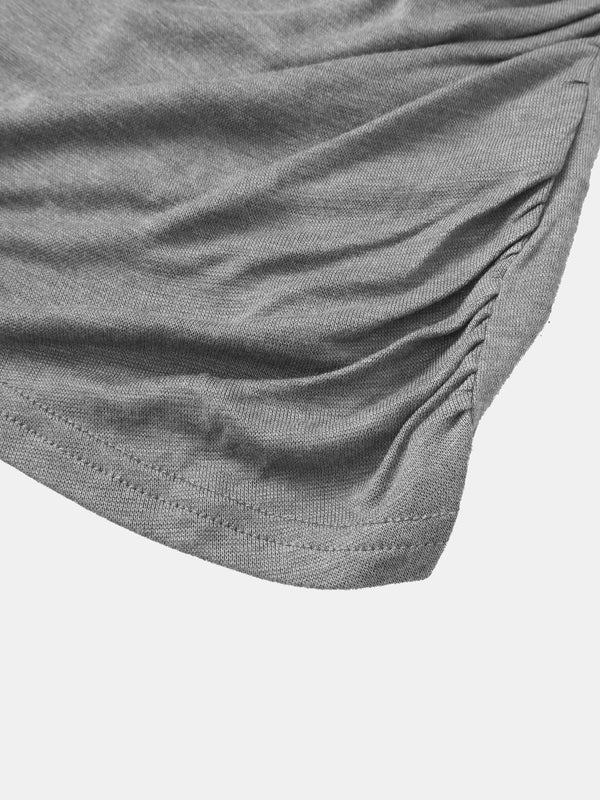 Bottom Crossover Knit Top - Grey