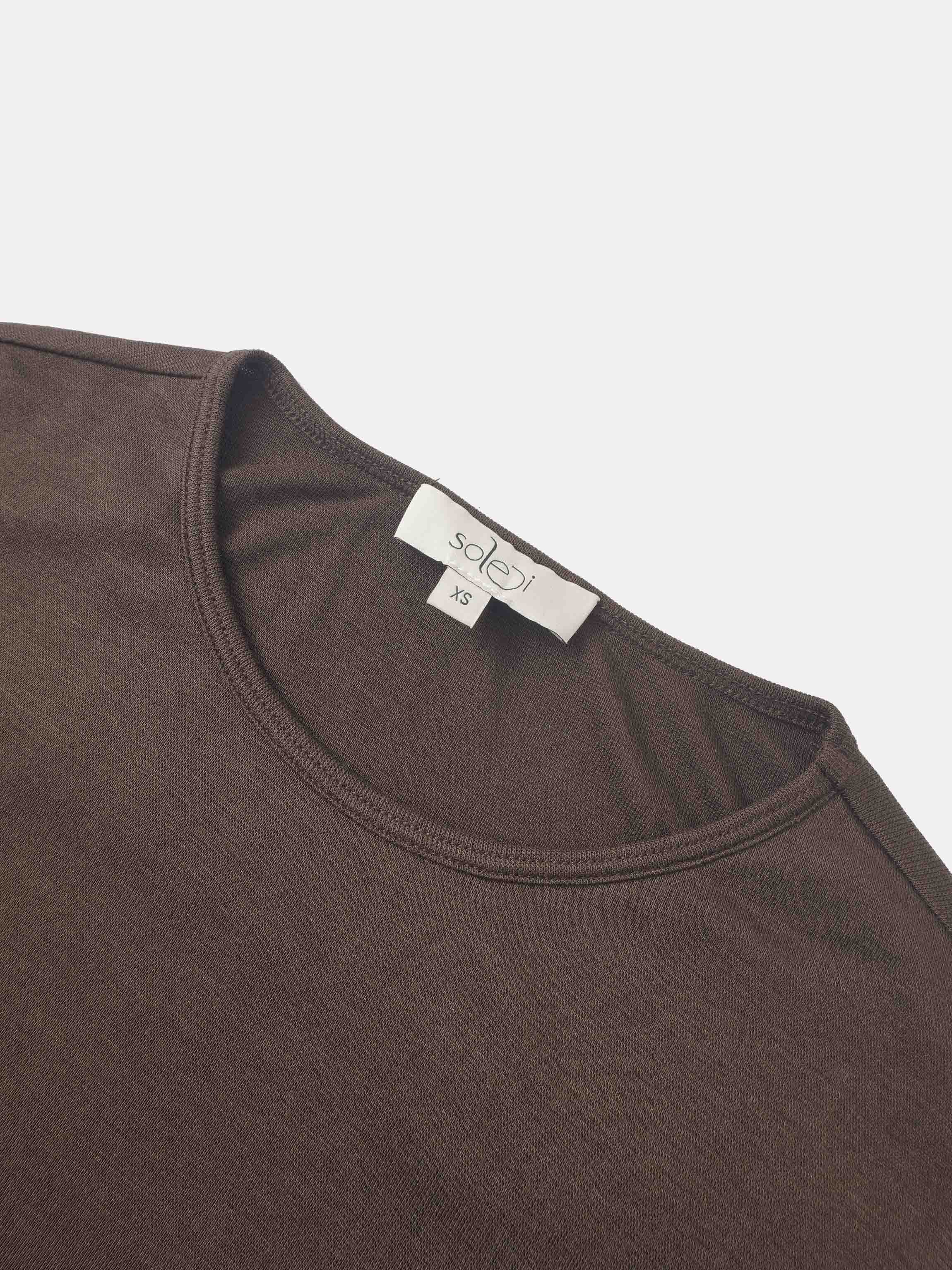 Bottom Crossover Knit Top - Brown