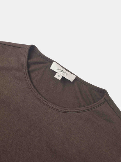 Bottom Crossover Knit Top - Brown
