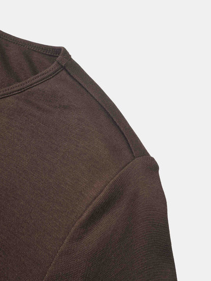 Bottom Crossover Knit Top - Brown