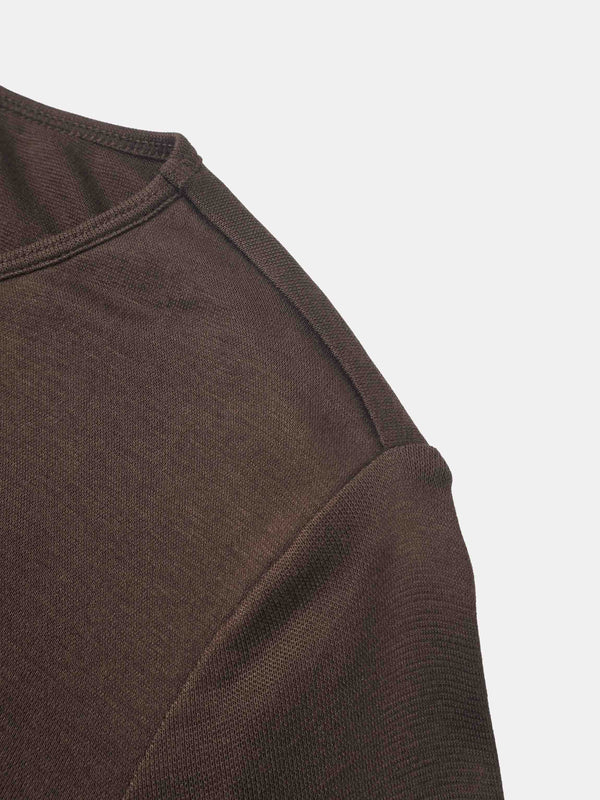 Bottom Crossover Knit Top - Brown