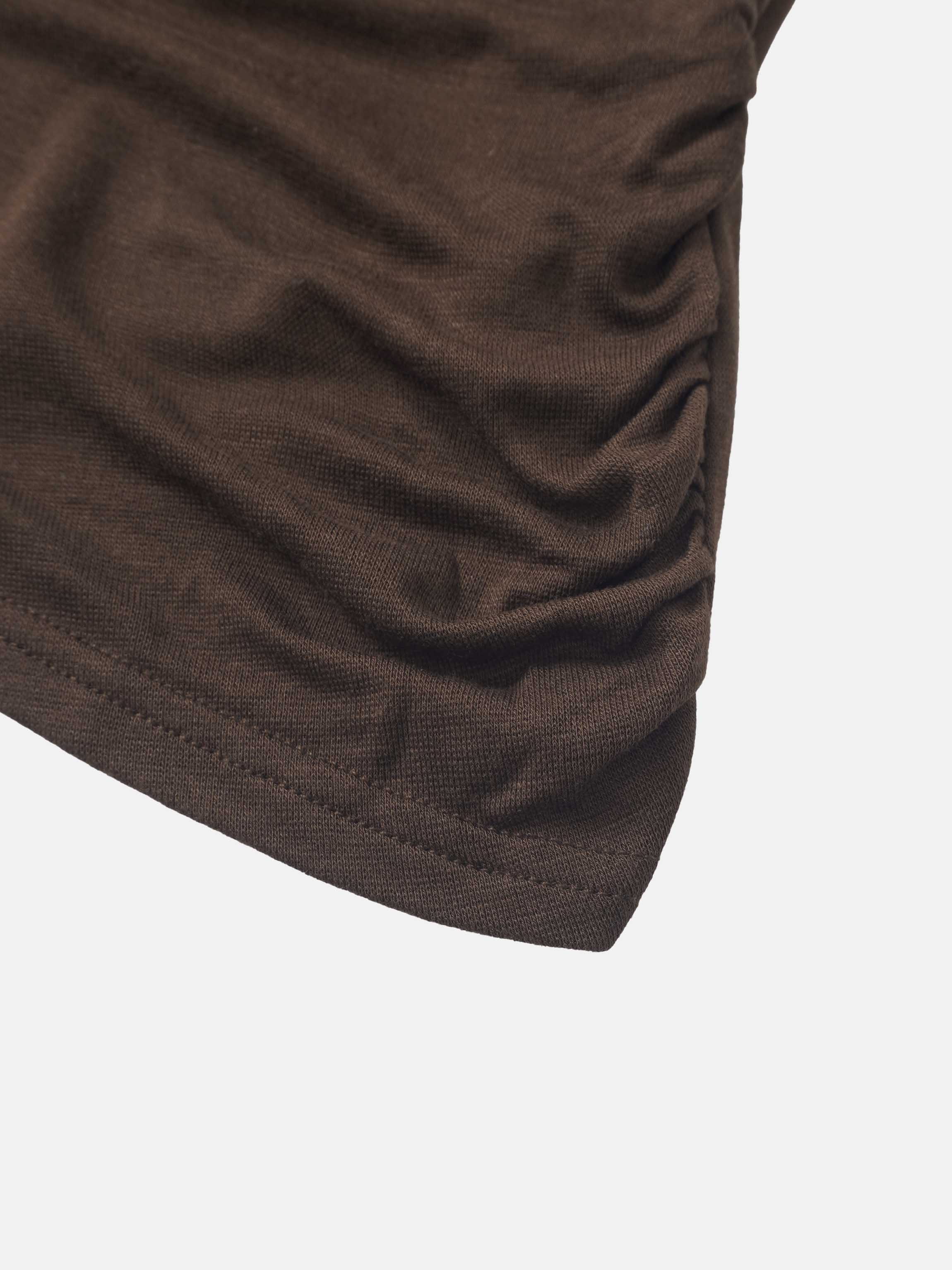 Bottom Crossover Knit Top - Brown