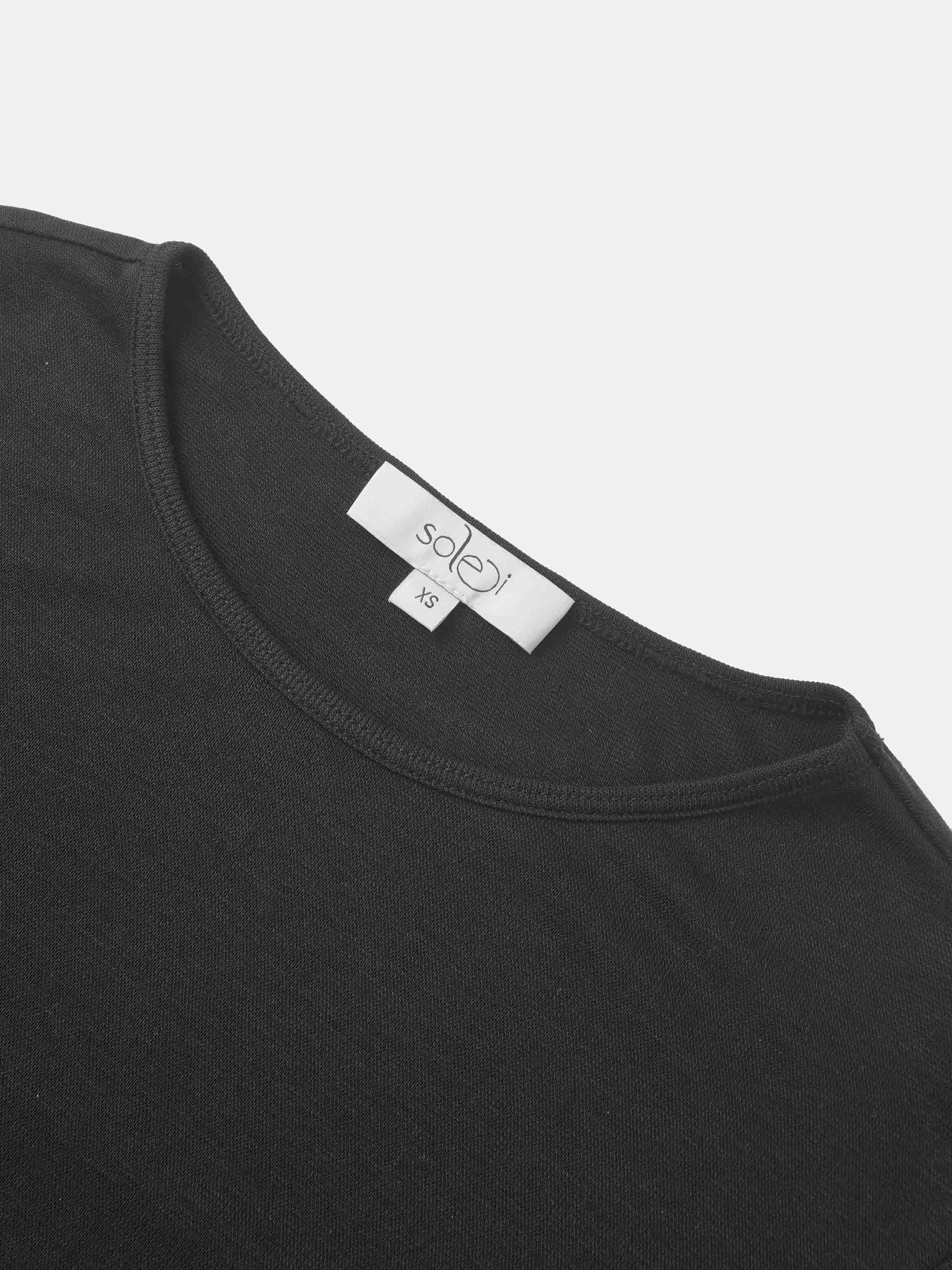 Bottom Crossover Knit Top -Black