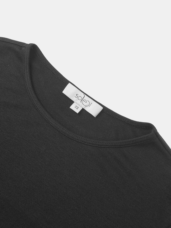 Bottom Crossover Knit Top -Black