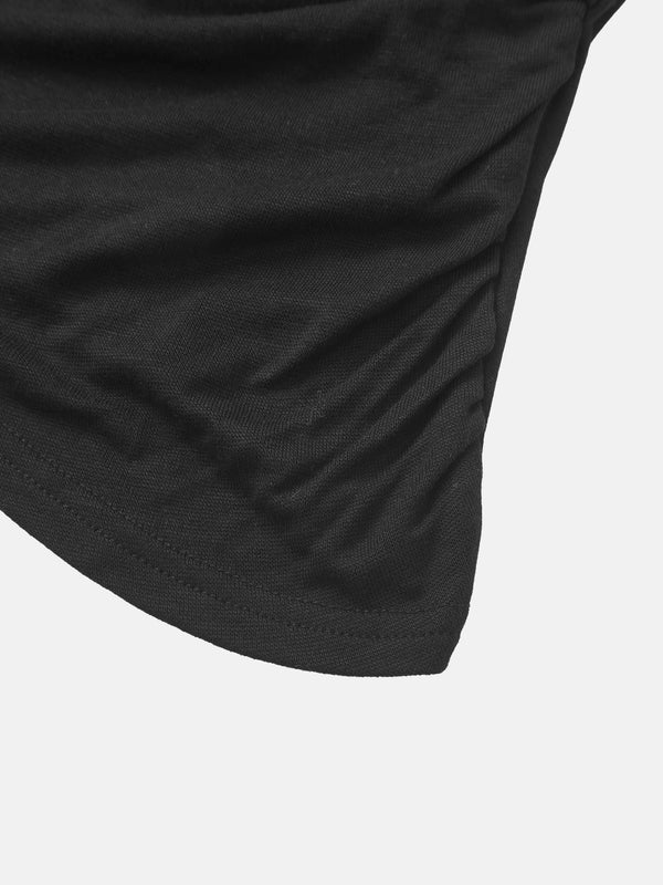 Bottom Crossover Knit Top -Black