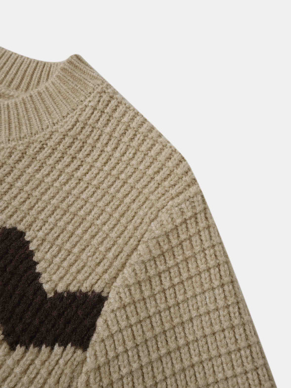 Waffle Designed Sweater - Tan/Brown