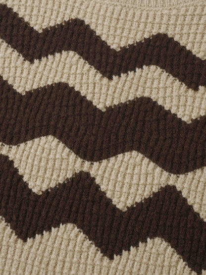 Waffle Designed Sweater - Tan/Brown