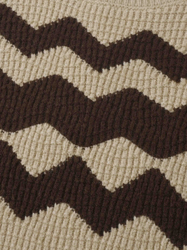 Waffle Designed Sweater - Tan/Brown