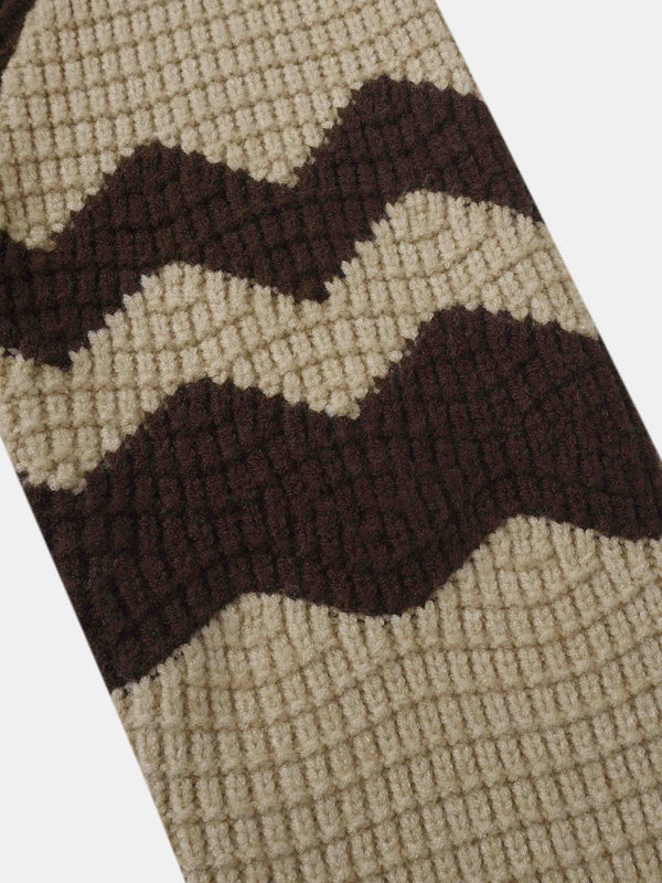Waffle Designed Sweater - Tan/Brown