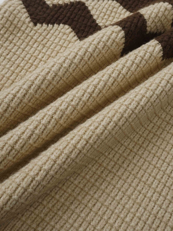 Waffle Designed Sweater - Tan/Brown