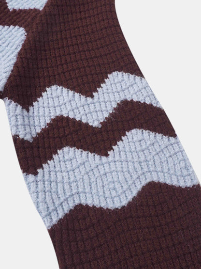 Waffle Designed Sweater - Burgundy/Light Blue