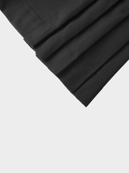 Yoke Pleated Skirt-Black