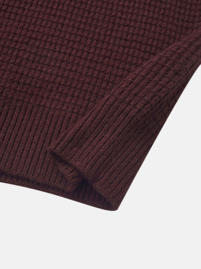 Waffle Designed Sweater - Burgundy/Light Blue