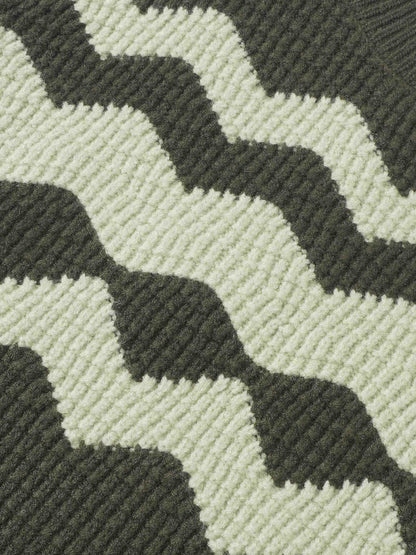 Waffle Designed Sweater - Dark Green/Light Green