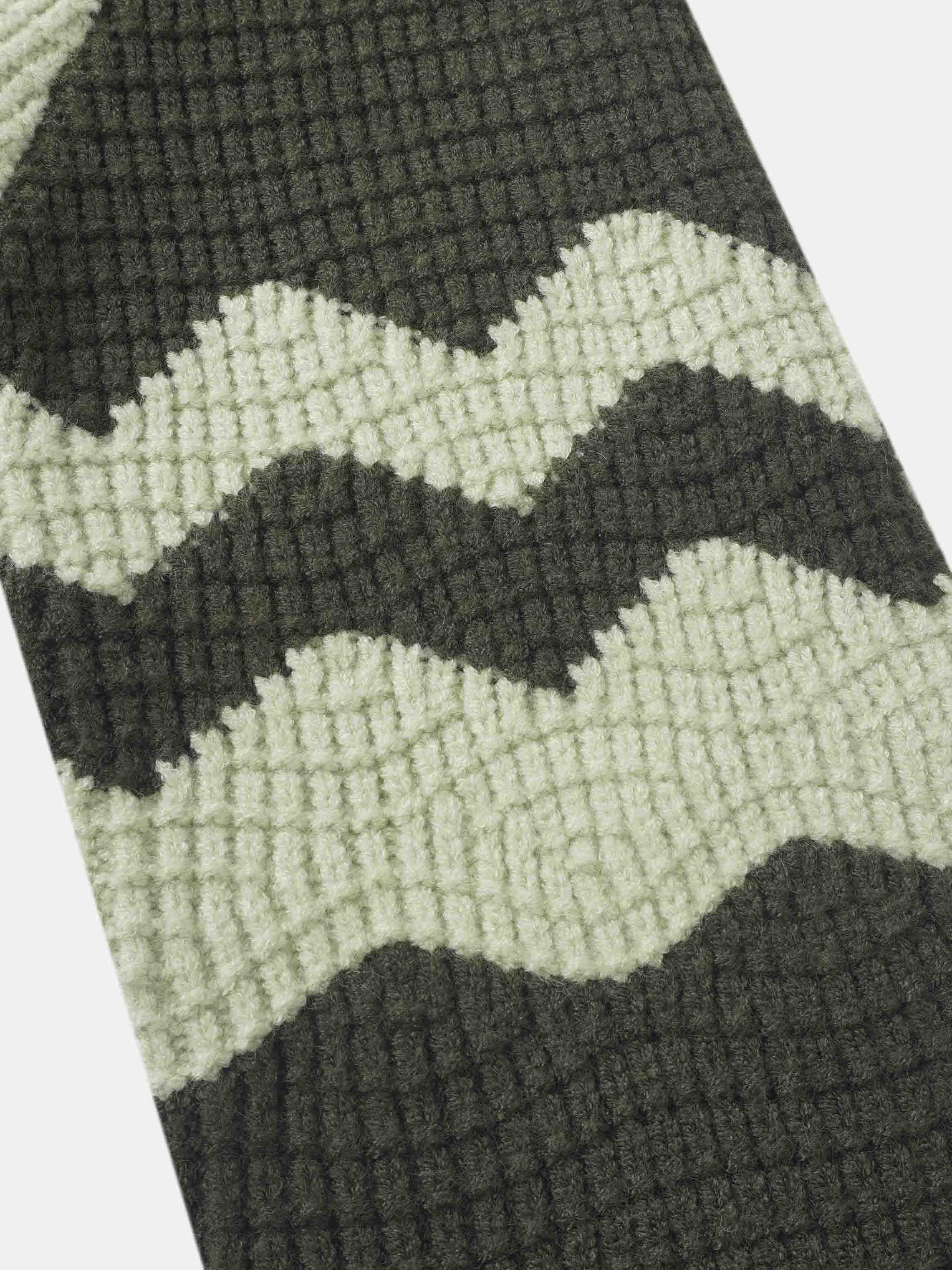 Waffle Designed Sweater - Dark Green/Light Green