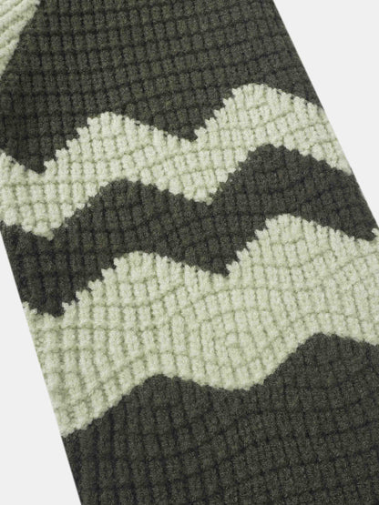 Waffle Designed Sweater - Dark Green/Light Green