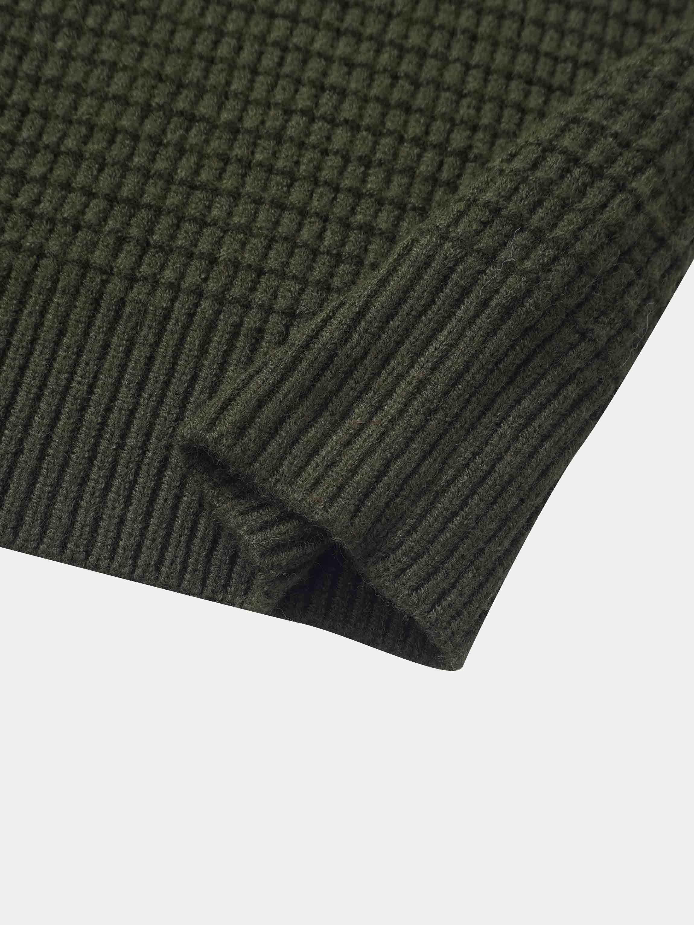 Waffle Designed Sweater - Dark Green/Light Green