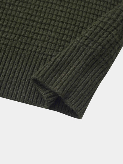 Waffle Designed Sweater - Dark Green/Light Green