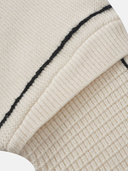 Mix Cable Striped Sweater - Cream/Black