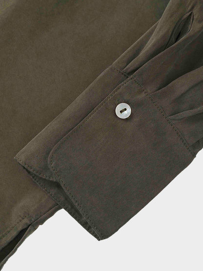 Dolman Sleeve Cupro Blouse-Olive