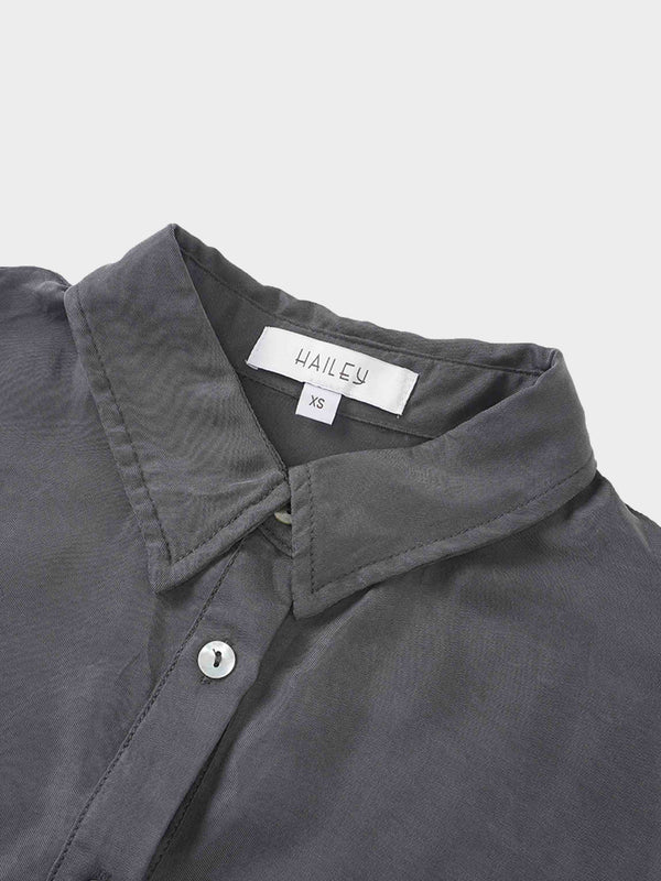 Dolman Sleeve Cupro Blouse-Grey