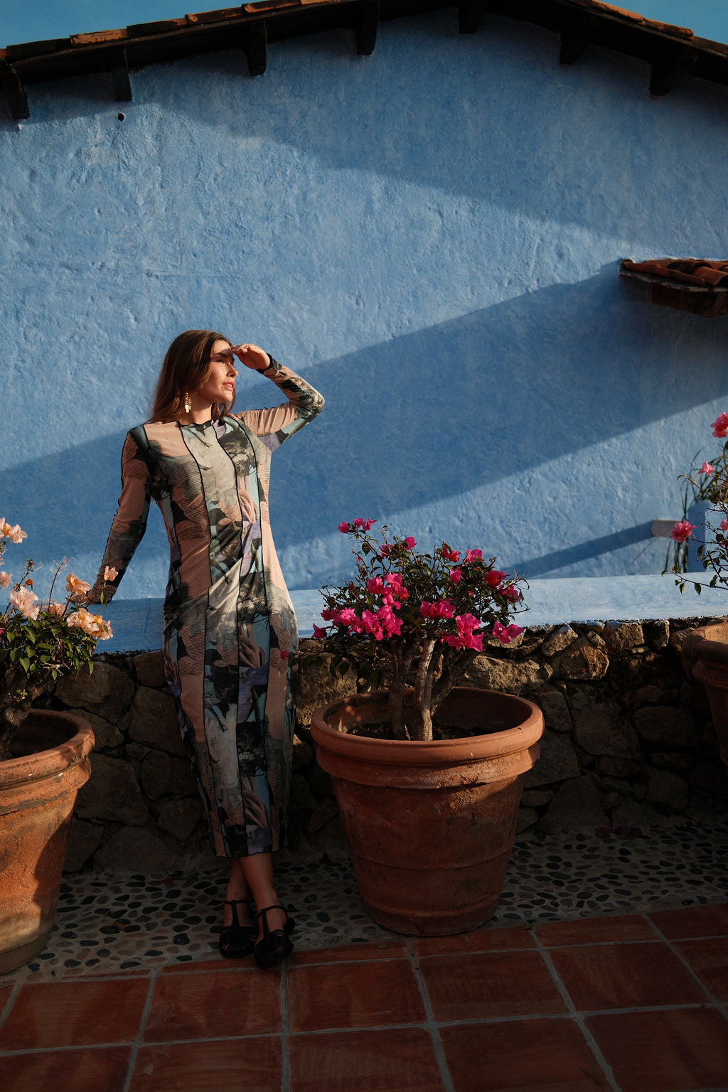 Mesh Maxi Dress-Floral Mix