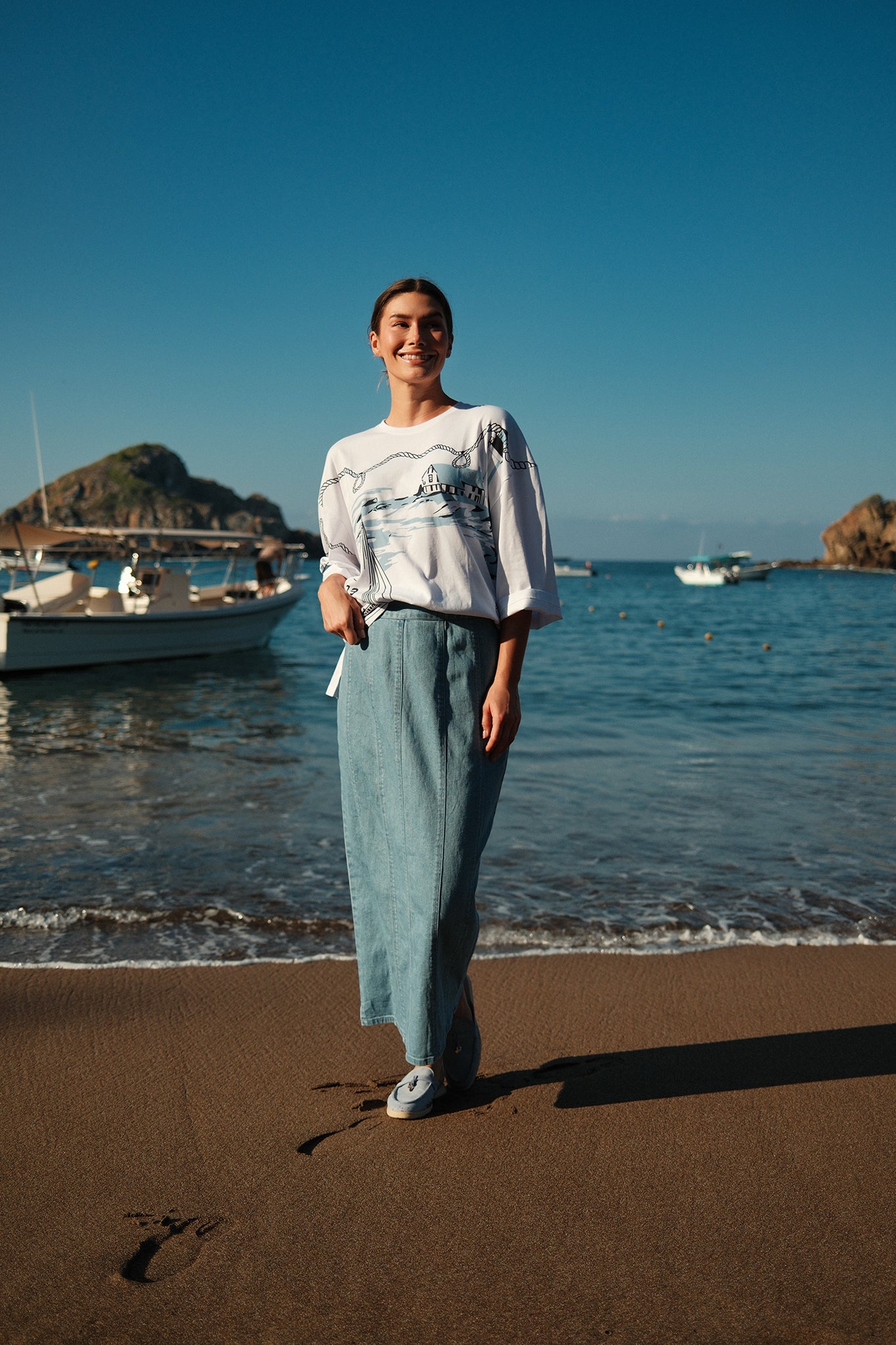 Oversized Printed Tee-Nautical