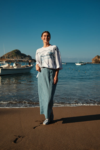 Oversized Printed Tee-Nautical