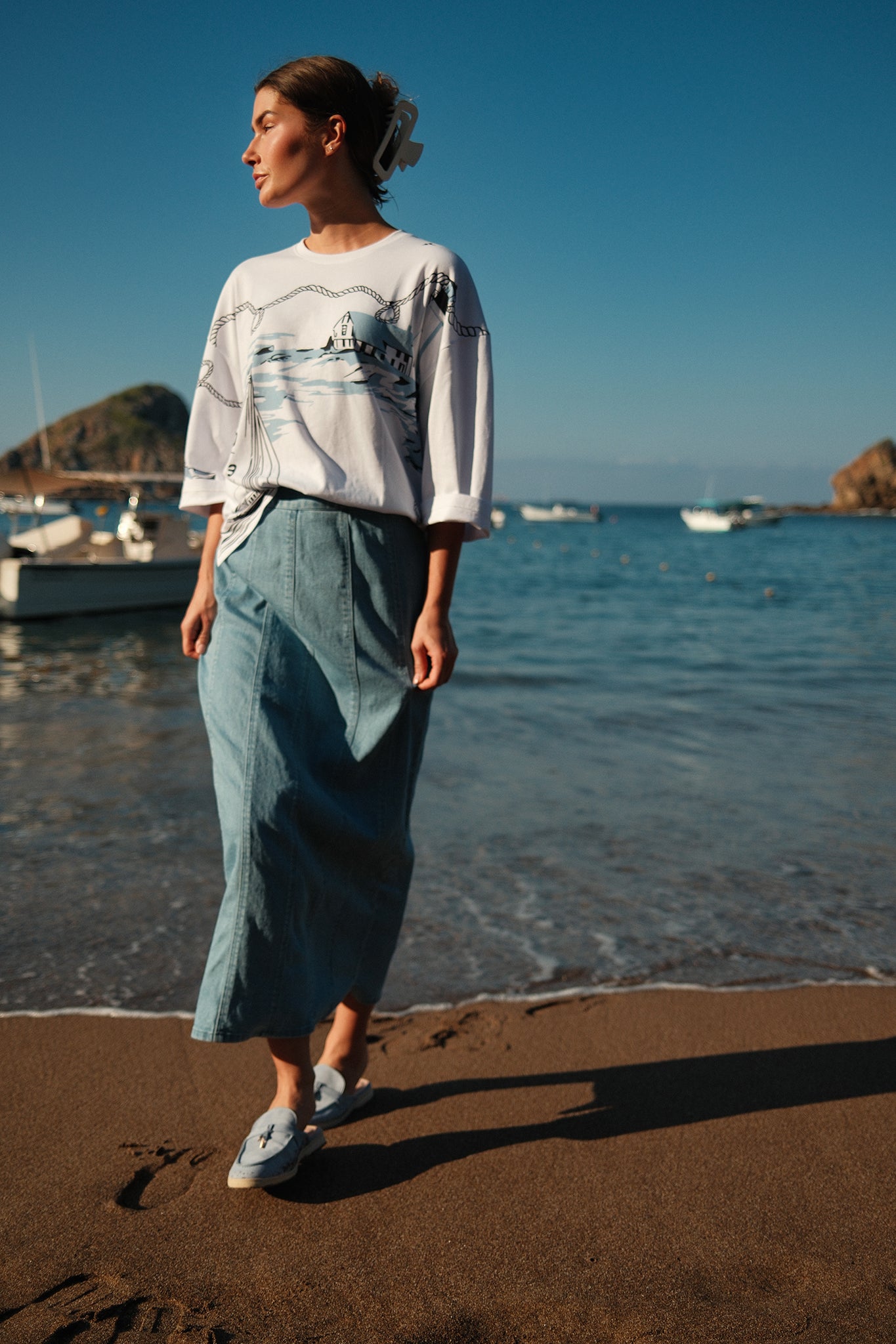 Oversized Printed Tee-Nautical