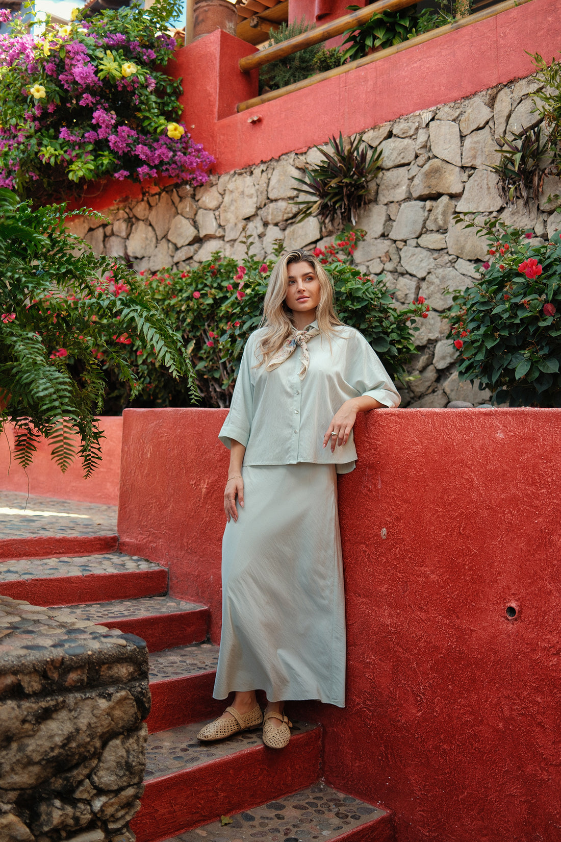 Crinkle Skirt 37"-Mint Green