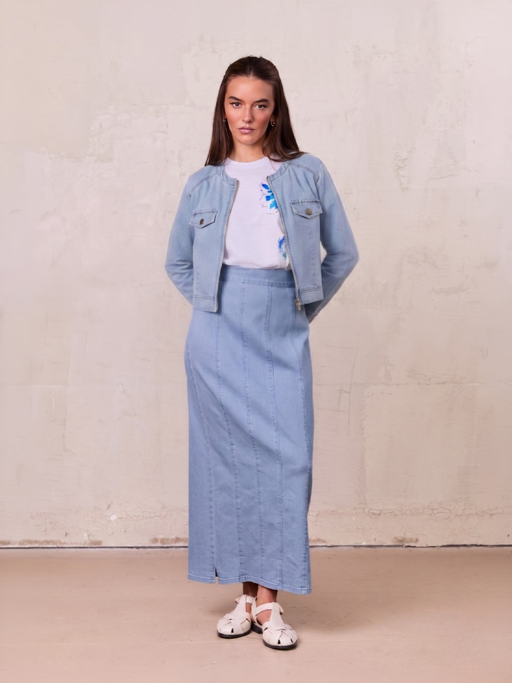 Denim Bomber Jacket-Blue