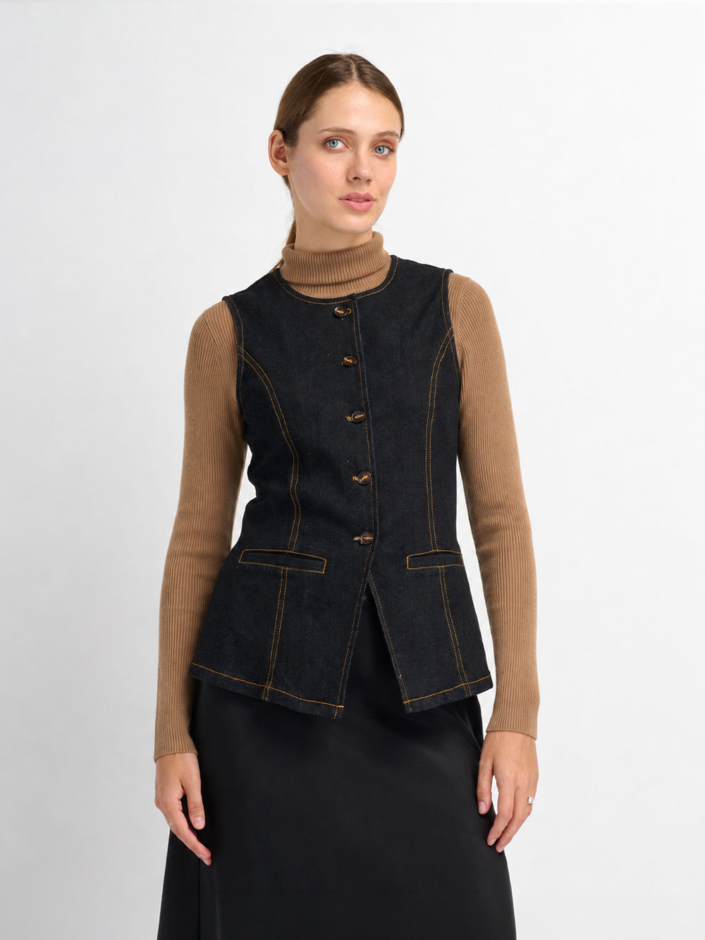 Denim Vest - Black
