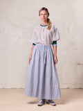Drawstring Cotton Blend Skirt-Light Blue