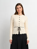 Drawstring Crochet Sweater-Cream