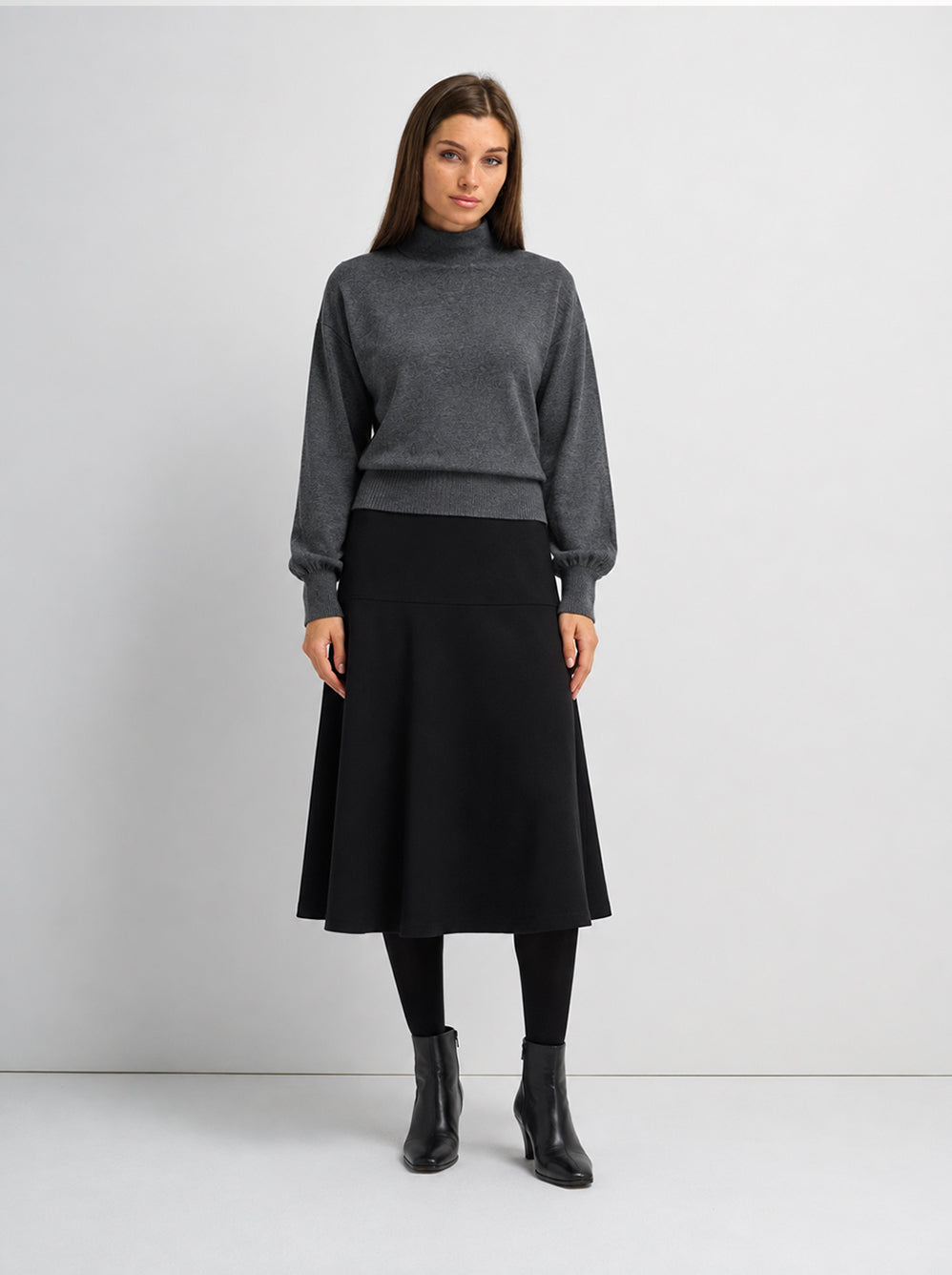 Drop Waist Ponte Skirt - Black 24"