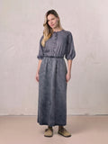 Elastic Ruffle Waist Denim Skirt-Black Wash