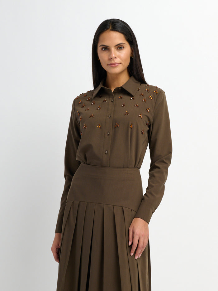 Embelished Blouse - Brown
