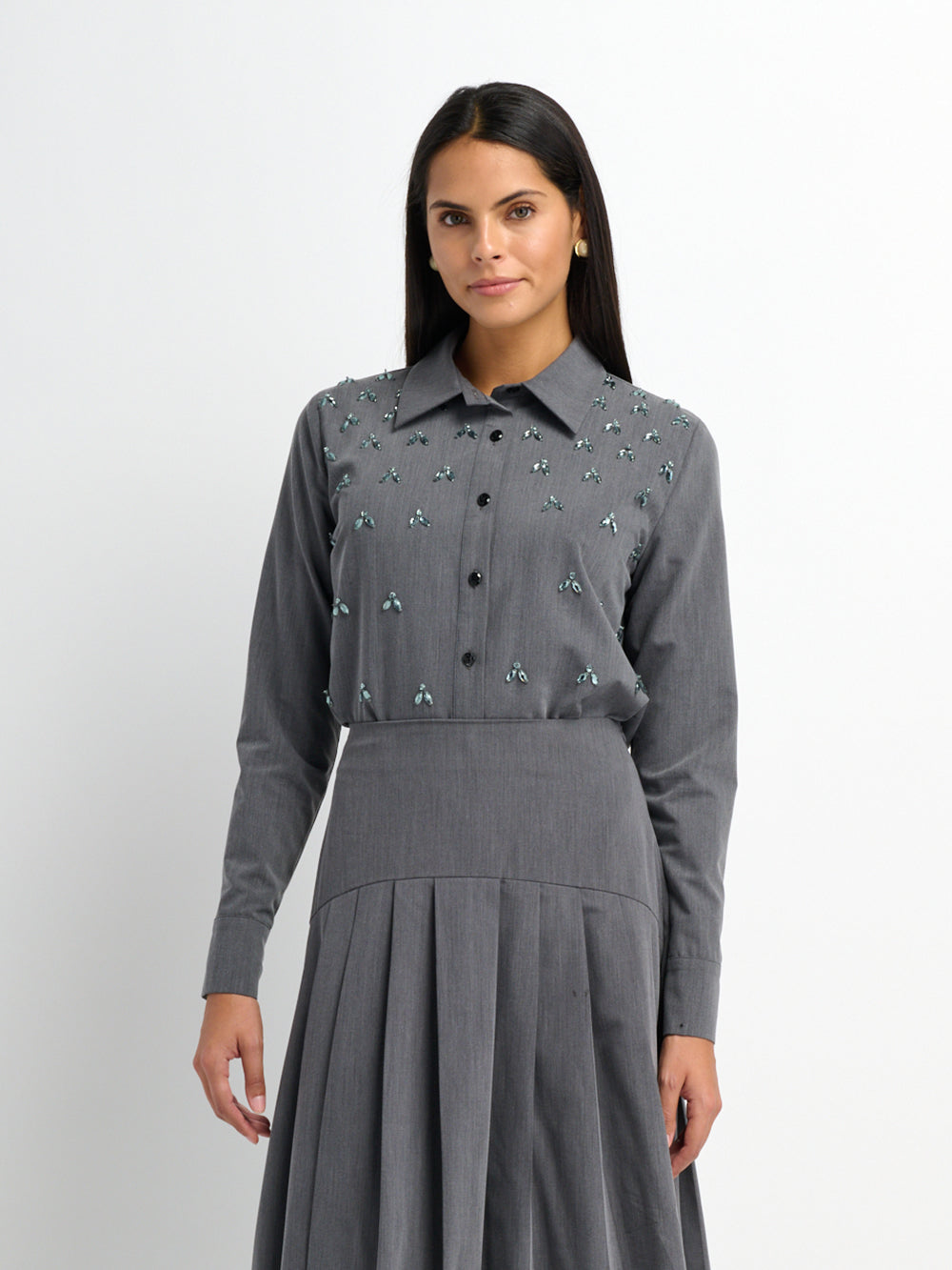Embelished Blouse - Grey