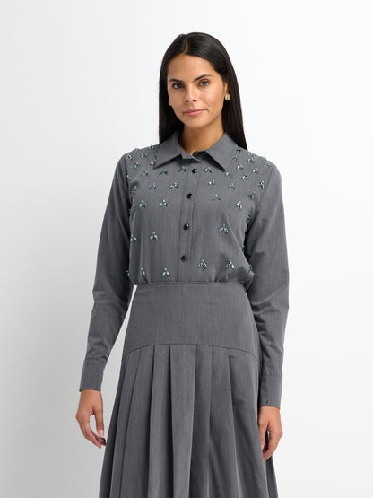 Embelished Blouse - Grey