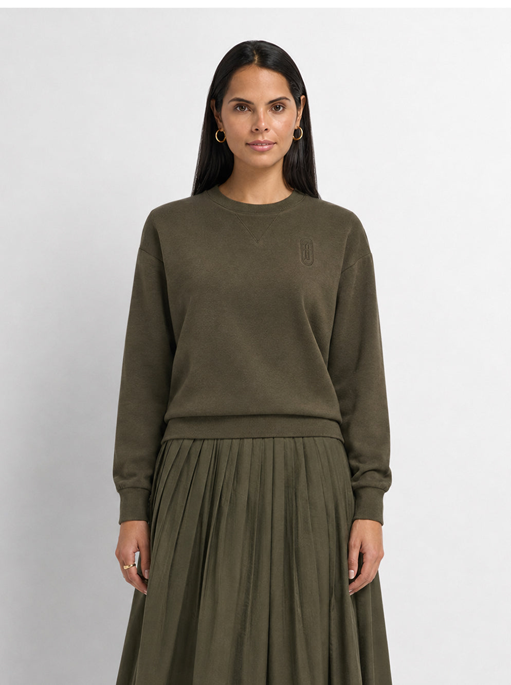 Embroidered Logo Sweatshirt - Olive