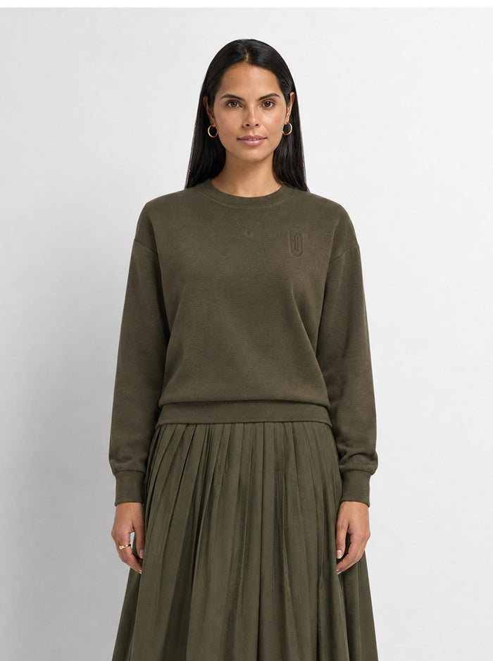 Embroidered Logo Sweatshirt - Olive