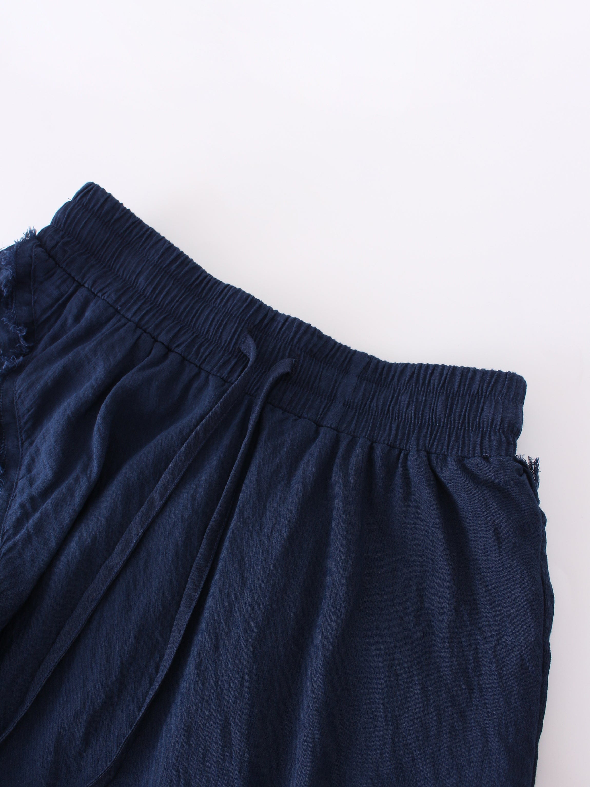 DRAWSTRING FRINGE SKIRT-NAVY