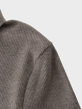 Ribbed Collar T-Shirt-Grey