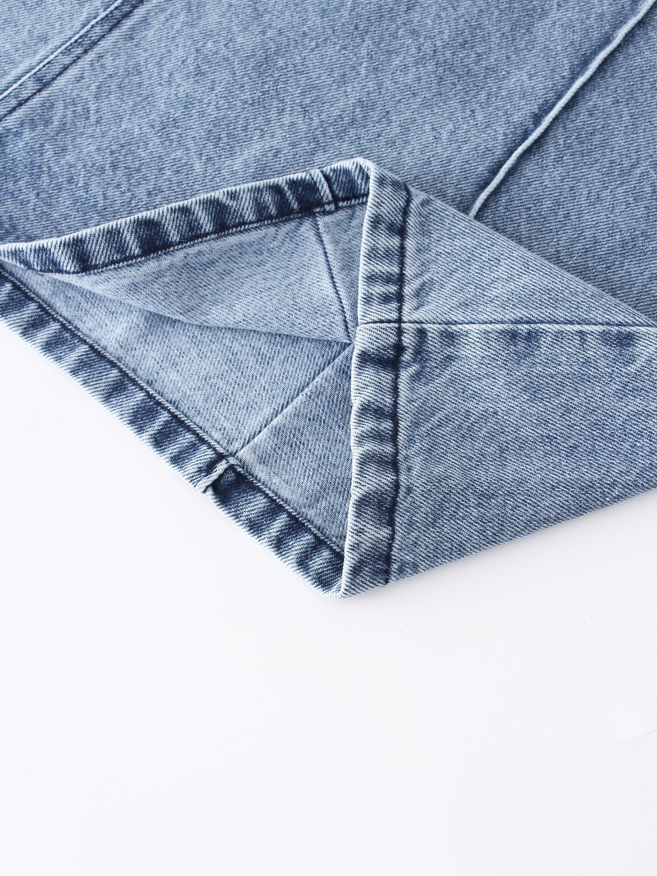 Denim Seamed Skirt-Blue